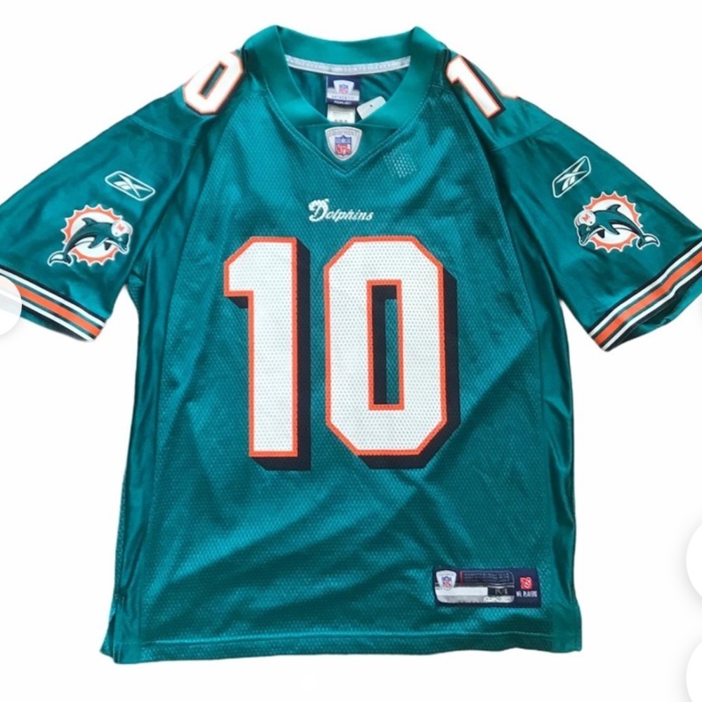 Reebok Dolphins Jersey #10 Rennington Boys Sz 18-20 +2 Lengrh